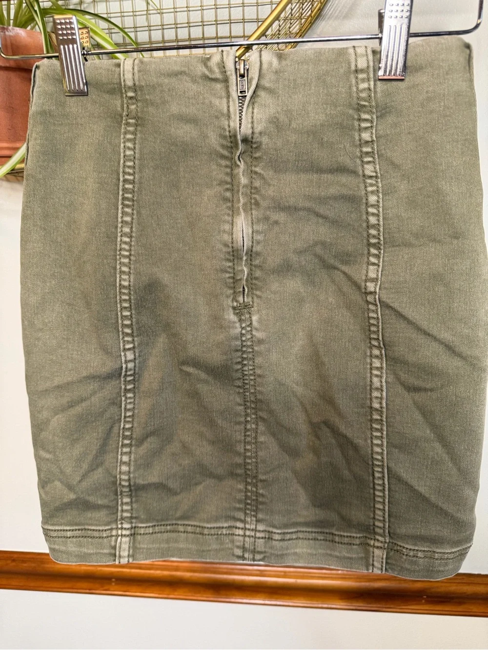 Free People Olive Green Panel Mini Skirt